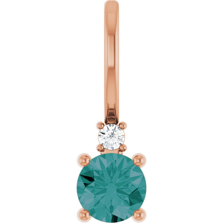 14K Gold Round Lab-Grown Alexandrite Accented Pendant - Rose Gold