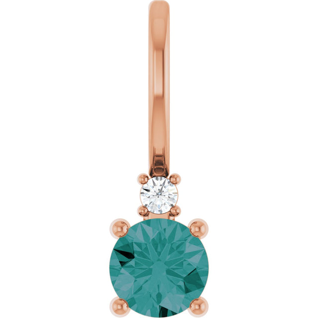 14K Gold Round Lab-Grown Alexandrite Accented Pendant - Rose Gold