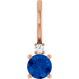 14K Gold Round Natural Blue Sapphire Accented Pendant - Rose Gold