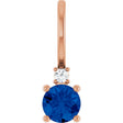 14K Gold Round Lab-Grown Blue Sapphire Accented Pendant – up to 0.015 CTW - Rose Gold