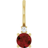 14K Gold Round Natural Mozambique Garnet Accented Pendant - Yellow Gold