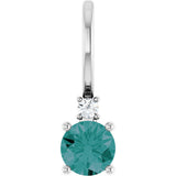 Platinum Round Lab-Grown Alexandrite Accented Pendant