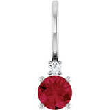 Platinum Round Lab-Grown Ruby Accented Pendant – up to 0.015 CTW
