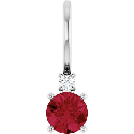 Platinum Round Lab-Grown Ruby Accented Pendant – up to 0.015 CTW