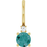 14K Gold Round Lab-Grown Alexandrite Accented Pendant - Yellow Gold