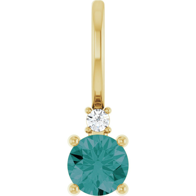 14K Gold Round Lab-Grown Alexandrite Accented Pendant - Yellow Gold