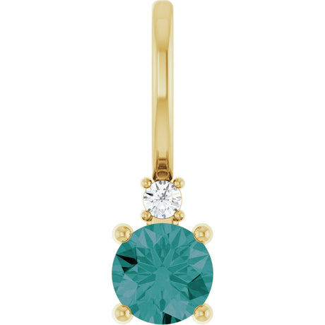 14K Gold Round Natural Alexandrite Accented Pendant - Yellow Gold