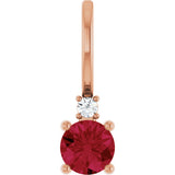 14K Gold Round Lab-Grown Ruby Accented Pendant – up to 0.015 CTW - Rose Gold