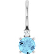 Platinum Round Natural Aquamarine Accented Pendant