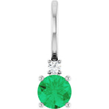 Platinum Round Lab-Grown Emerald Accented Pendant – up to 0.015 CTW