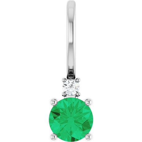 Platinum Round Lab-Grown Emerald Accented Pendant – up to 0.015 CTW