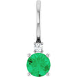 Platinum Round Natural Emerald Accented Pendant