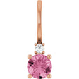 14K Gold Round Natural Pink Tourmaline Accented Pendant - Rose Gold