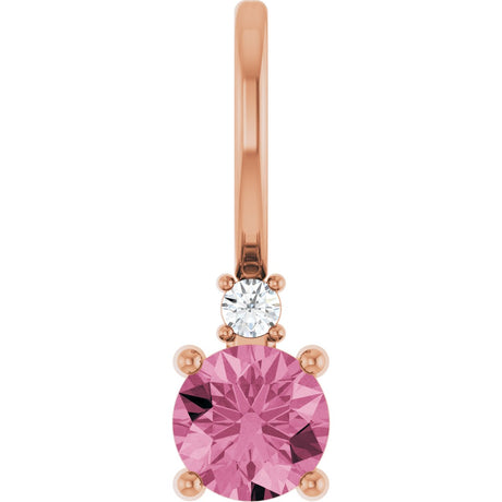 14K Gold Round Natural Pink Tourmaline Accented Pendant - Rose Gold