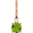 14K Gold Round Natural Peridot Accented Pendant - Rose Gold