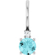 Platinum Round Natural Blue Zircon Accented Pendant