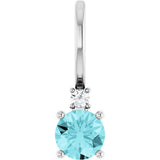 Platinum Round Natural Blue Zircon Accented Pendant
