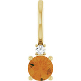 14K Gold Round Natural Citrine Accented Pendant - Yellow Gold