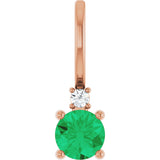 14K Gold Round Natural Emerald Accented Pendant - Rose Gold