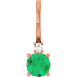 14K Gold Round Lab-Grown Emerald Accented Pendant – up to 0.015 CTW - Rose Gold