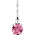 Platinum Round Natural Pink Tourmaline Accented Pendant