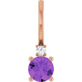 14K Gold Round Natural Amethyst Accented Pendant - Rose Gold
