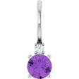 Platinum Round Natural Amethyst Accented Pendant