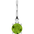 Platinum Round Natural Peridot Accented Pendant