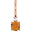 14K Gold Round Natural Citrine Accented Pendant - Rose Gold