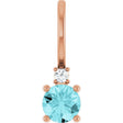 14K Gold Round Natural Blue Zircon Accented Pendant - Rose Gold