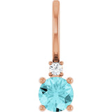 14K Gold Round Natural Blue Zircon Accented Pendant - Rose Gold