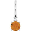 Platinum Round Natural Citrine Accented Pendant