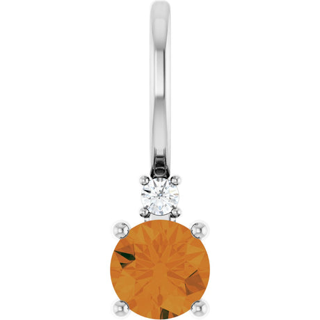 Platinum Round Natural Citrine Accented Pendant