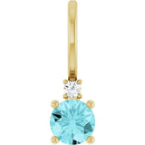 14K Gold Round Natural Blue Zircon Accented Pendant - Yellow Gold