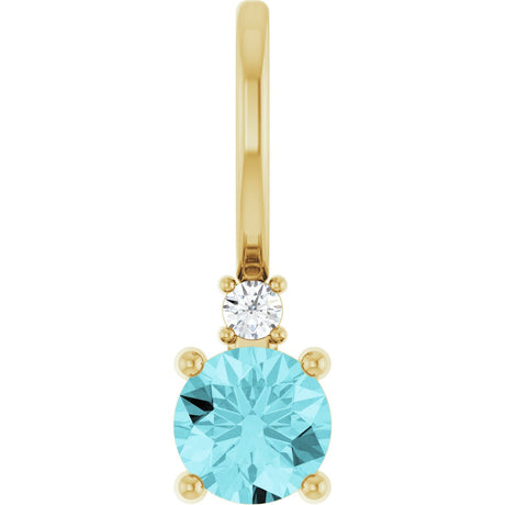14K Gold Round Natural Blue Zircon Accented Pendant - Yellow Gold