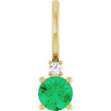 14K Gold Round Lab-Grown Emerald Accented Pendant – up to 0.015 CTW - Yellow Gold