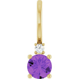 14K Gold Round Natural Amethyst Accented Pendant - Yellow Gold