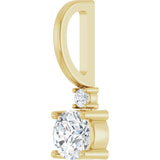 14K Gold Round Natural White Sapphire Accented Pendant - Yellow Gold - view 2