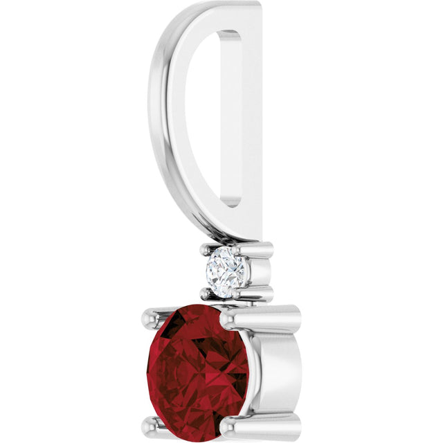 14K Gold Round Natural Mozambique Garnet Accented Pendant - White Gold - view 2