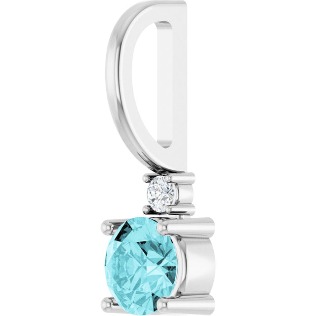 Platinum Round Natural Blue Zircon Accented Pendant - view 2