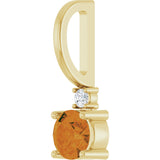 14K Gold Round Natural Citrine Accented Pendant - Yellow Gold - view 2
