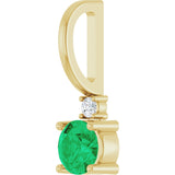 14K Gold Round Natural Emerald Accented Pendant - Yellow Gold - view 2