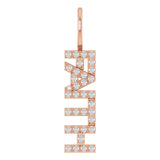 14K Gold Round Natural Diamond Faith Pendant - Rose Gold