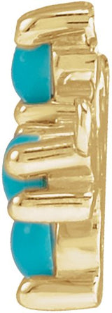 14K Gold Round Natural Turquoise Sideways Cross Necklace - Yellow Gold - view 2