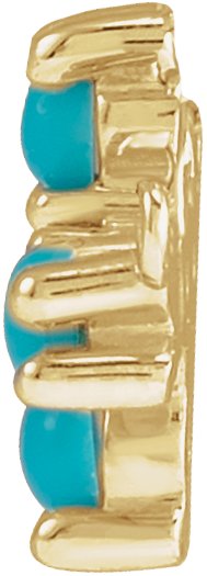 14K Gold Round Natural Turquoise Sideways Cross Necklace - Yellow Gold - view 2