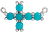 Platinum Round Natural Turquoise Sideways Cross Necklace