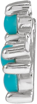 Platinum Round Natural Turquoise Sideways Cross Necklace - view 2