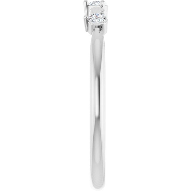 Platinum Round Natural Diamond Stackable Rose-Cut Ring - view 4