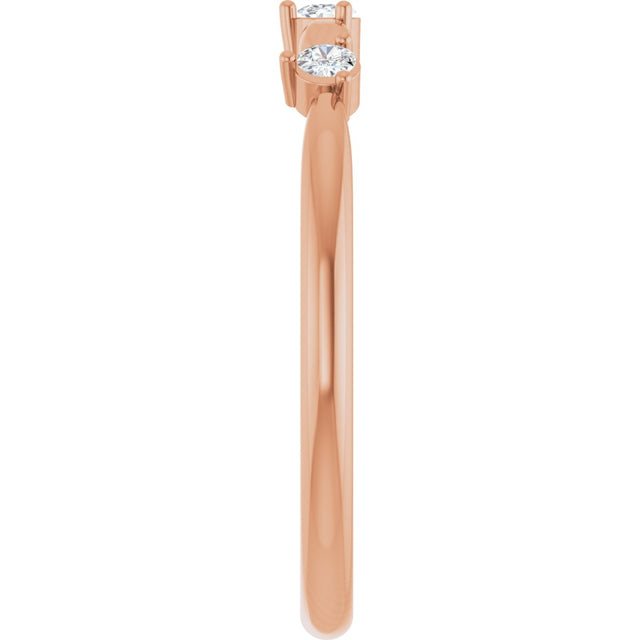 14K Gold Round Natural Diamond Stackable Rose-Cut Ring - Rose Gold - view 4