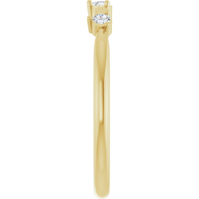 14K Gold Round Natural Diamond Stackable Rose-Cut Ring - Yellow Gold - view 4